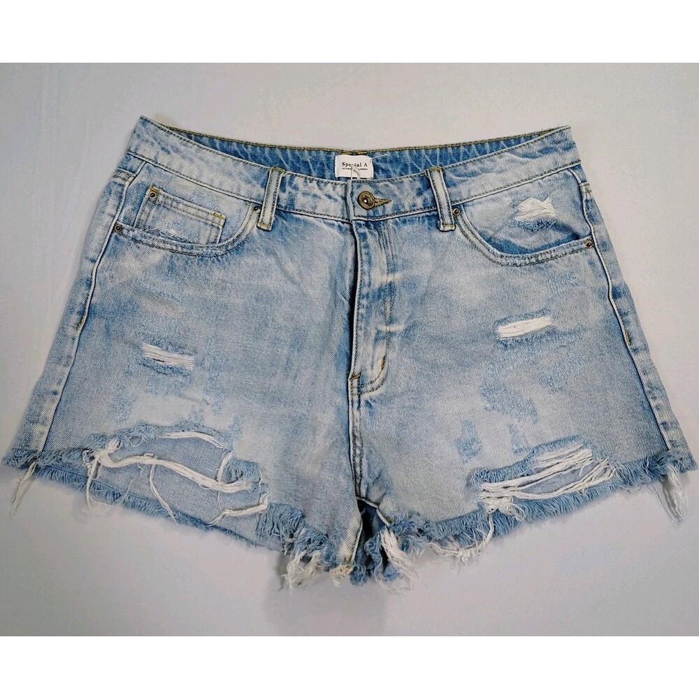 Special A Los Angeles High Rise Cut Off Denim Shorts Sz L Rigid Indie Grunge